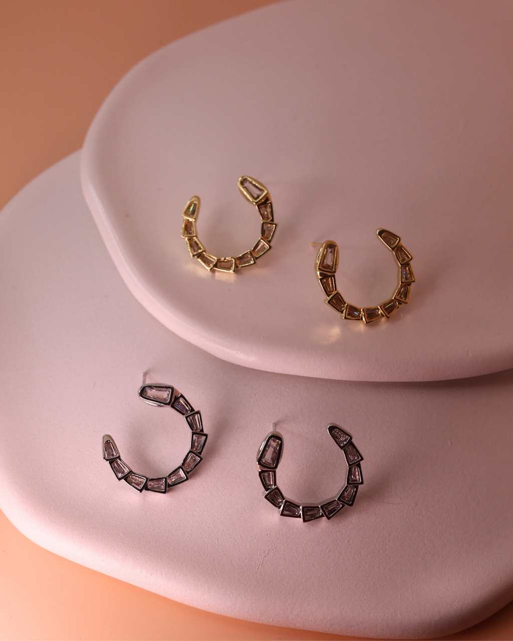 Gold/Silver Prism Hoops Earrings