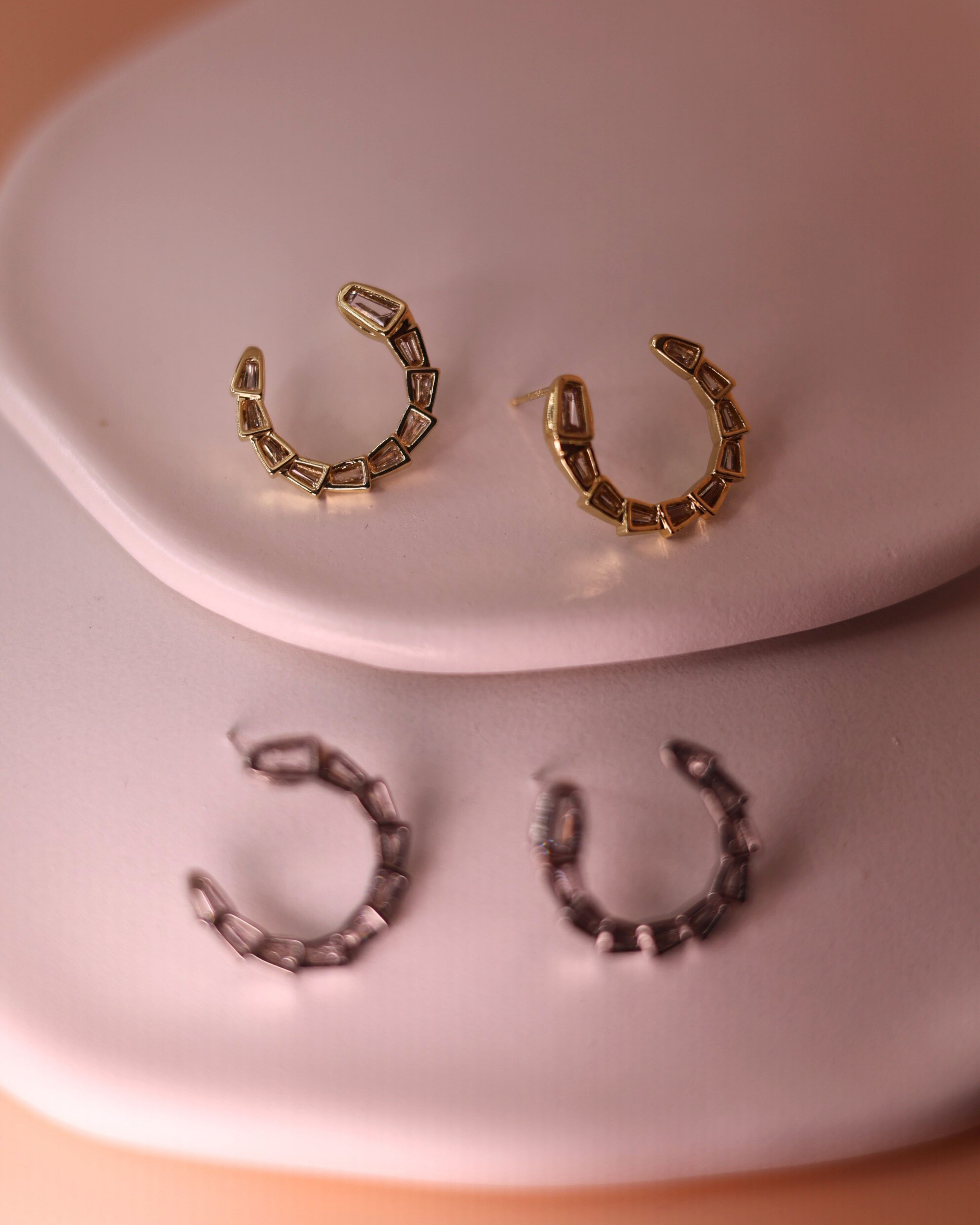 Gold/Silver Prism Hoops Earrings