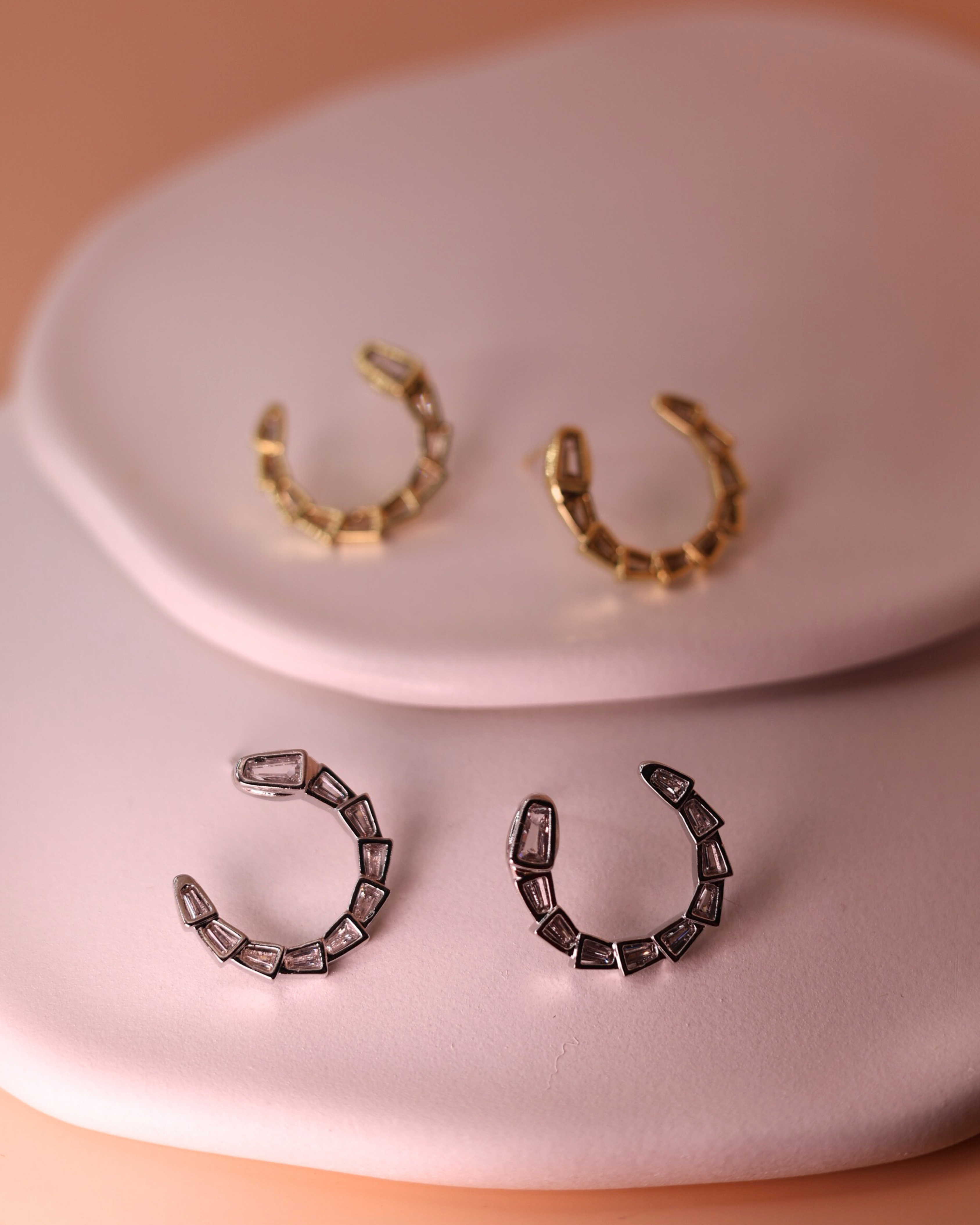 Gold/Silver Prism Hoops Earrings